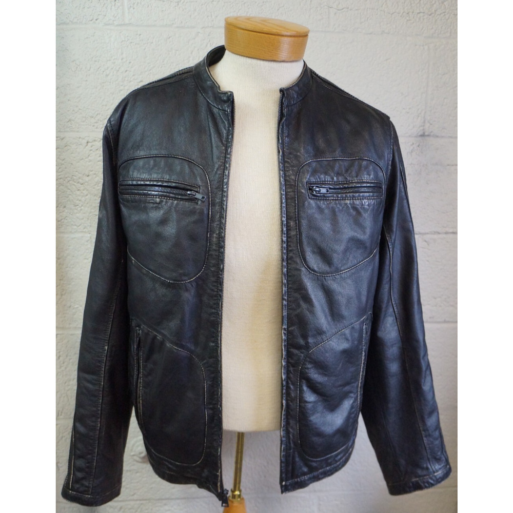 Black Rivet Jacket Men's Medium Leather Moto